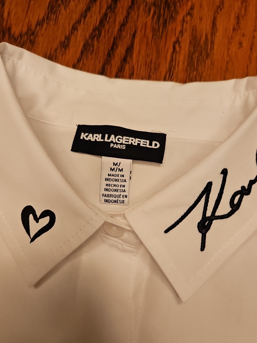 Karl Lagerfeld Oversized Whimsey Graphic Button Down Shirt White - Picture 2 of 5